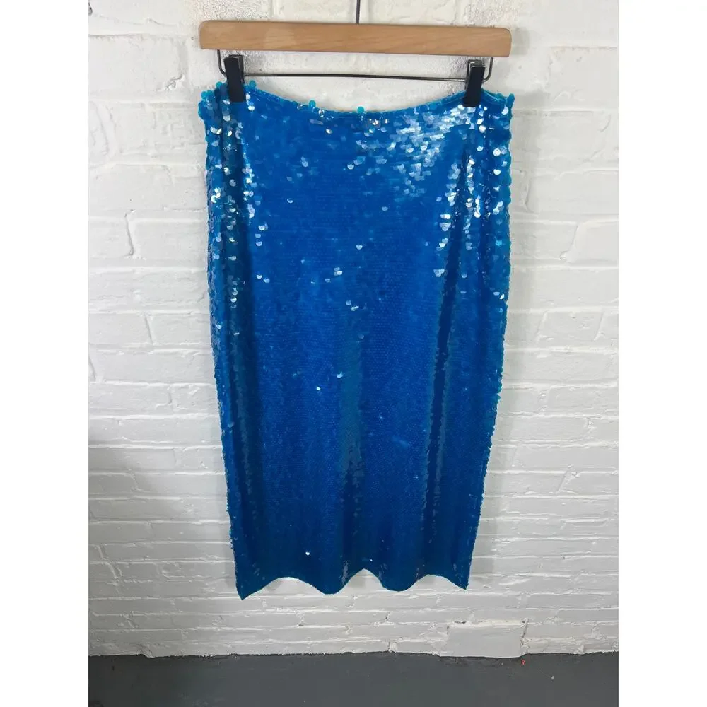 Cult Gaia Women's Laith sequin Maxi Skirt in Nile Blue Size Large NWT - Picture 5 of 6